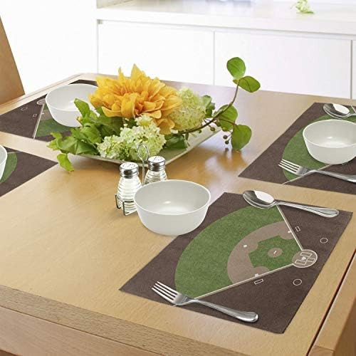 Lunarable Sports Juego De 4 Manteles Individuales, Campo De