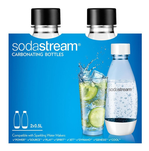 Conjunto De 2 Garrafas Sodastream Preta 500ml