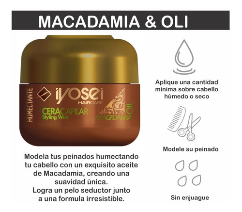 Imagen 4 de 9 de Cera Capilar Humectante Oil Macadamia Iyosei X50g
