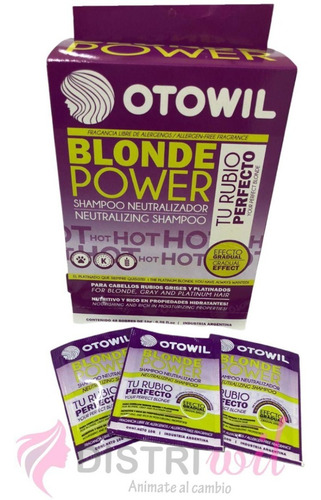 Imagen 2 de 7 de Shampoo Neutralizador Matizador Blonde Otowil Caja X48u.