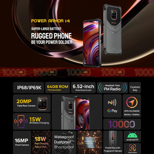 Ulefone Power Armor 14, Resistente Dualsim Red Movil 4g