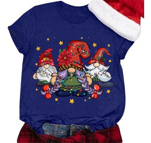 Camiseta Navidad Para Mujer Divertida Grafica Casual Regalo