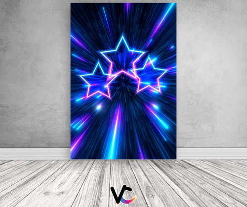 Painel Festa Vertical 1,00x2,00 Estrelas Efeito Neon 017