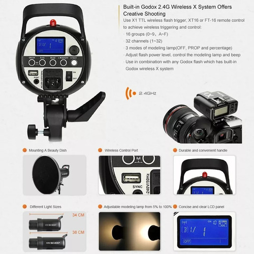 Flash De Estudio Godox Sk300ii Softbox Godox 60x90cm Bowens