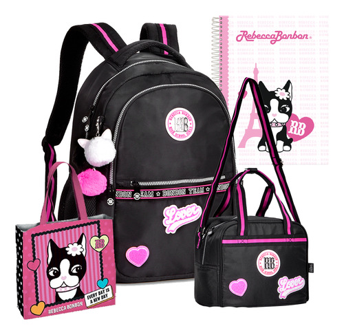 Kit Rebecca Bonbon Menina Mochila Lancheira Térmica Squeeze