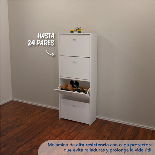 Imagen 3 de 6 de Mueble Zapatero Botinero Organizador 24 Pares 4 Cajones