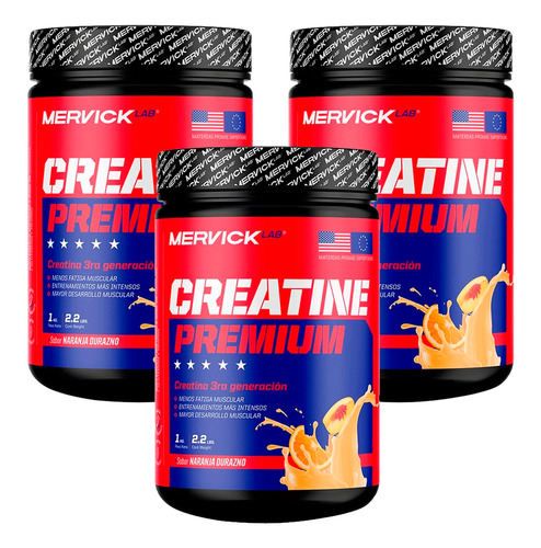 Combo X3 Suplem. Polvo Mervicklab Creatine Premium Pote 1kg