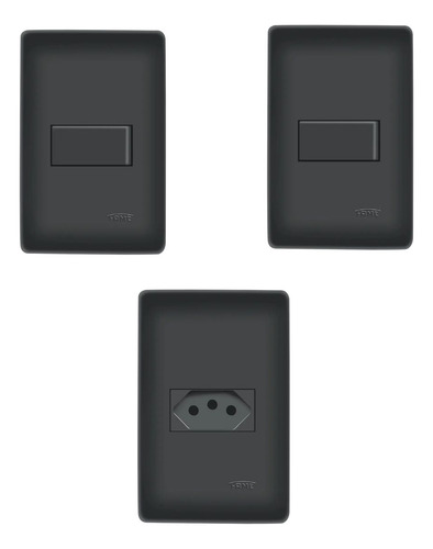 Kit Interruptor Simples + Tomada 10a Preto 16a/250v - Fame