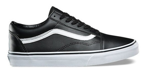 Zapatilla Vans Modelo Old Skool Negro Blanco Cuero Sintético