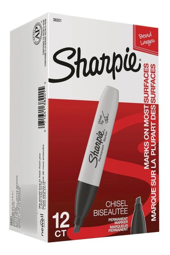 Caja 12 Marcadores Plumon Permanente Sharpie Chisel Jumbo