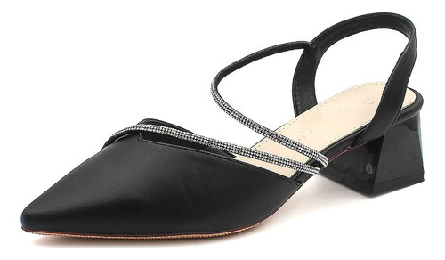 N Zapatos De Tacón Bajo Con Punta De Strass Para Mujer