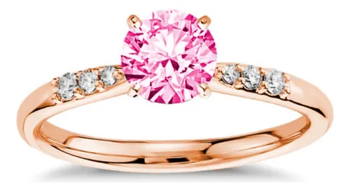 Anillo Oro Rosa con Zafiro Rosa