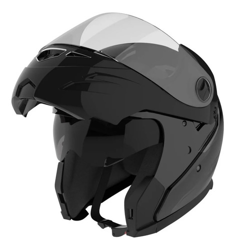 Casco Moto Hawk Rs5 Vector Resistance Rebatible Doble Visor Color Negro Brillante Tamaño Del Casco M