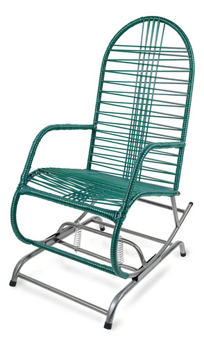 Cadeira De Balanço Poltrona Do Papai De Fio Molas Varanda Jardim Area Lazer Alpendre Cor Verde