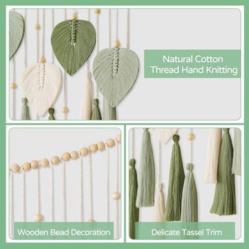 Hojas De Macramé Para Colgar En La Pared, Tamaño Grande Y El