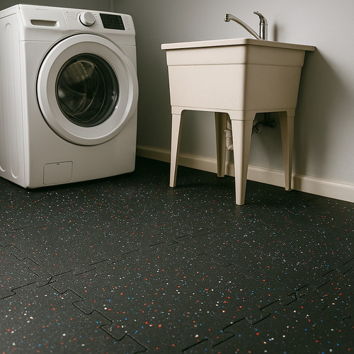 Piso De Caucho Reciclado Antiderrapante 6m2 Uso Rudo (24 Pz) Negro