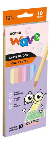 Lápis De Cor Tons Pastel 10 Cores Wave - Bazze