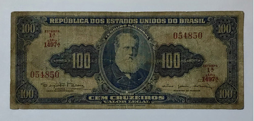 Billete 100 Cruzeiros 1964 Brasil Fine