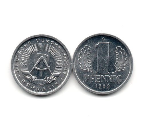 Alemania Republica Democratica Moneda 1 Pfennig 1989 Km#8.2