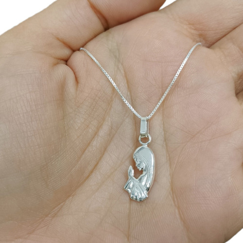 Cadena Dije Virgen Niña Plata 925 Bautismo Comunión Regalo