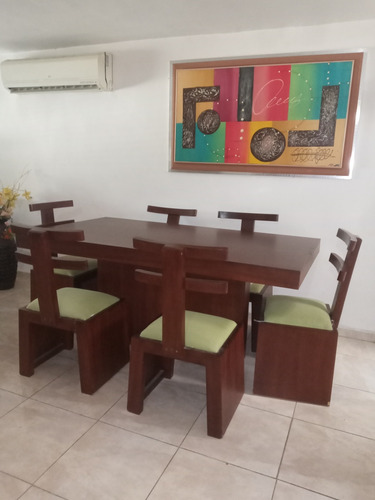 Juego Comedor Madera De Caoba 6 Puestos 