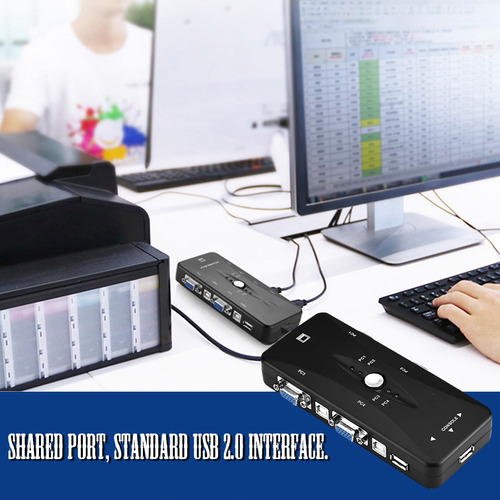 Conmutador Kvm 4 Puertos Multiplexor Usb Vga 4 Puertos