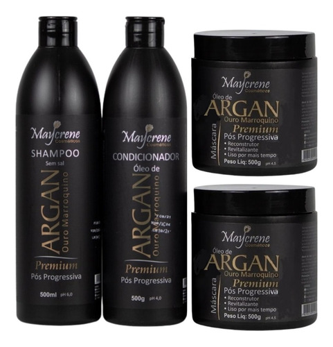 Kit Óleo Argan Premium Pós Progressiva Maycrene C 2 Mascaras