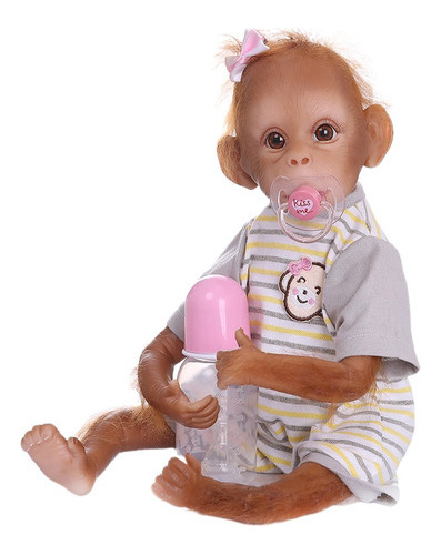 Muñeca Relike Reborn Monkey Con Chupete Y Cuna [u]