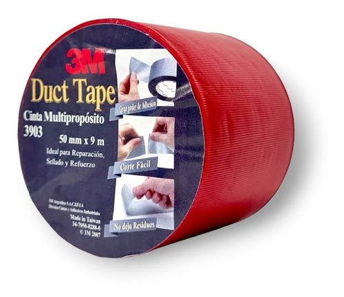 Duct Tape Marca 3m - Roja Multiuso. 50mmx9m - Pack 6 Rollos