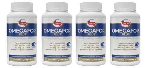 Kit 4x Ômegaforplus 120 Caps - Vitafor - Omegafor Plus