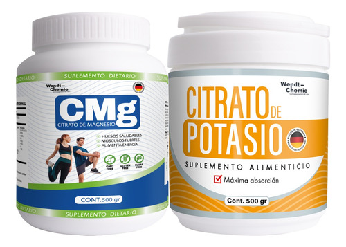 Duo Citrato De Magnesio 500g +citrato De Potasio Aleman 500g