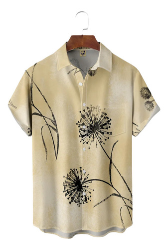 Camisa Hawaiana Unisex De Color Marfil De Diente De León, Ca