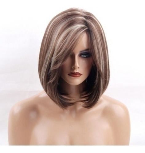 Peluca Rubia De Cabello Natural A La Moda Para Mujer