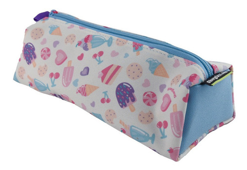 Lapicera Estuche Escolar Infantil Con Cierre Postres Color Blanco