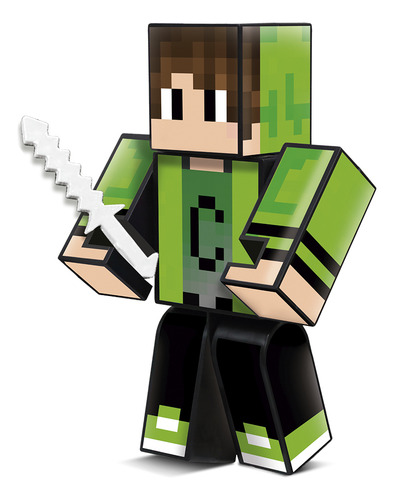 Boneco Cadres 15cm Gamer Mine Articulado + 3 Ferramentas