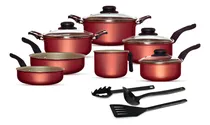 Comprar Ditália Tradizionale Conjunto Panelas 10 Peças Antiaderente Cores Teflon Cor Cereja Com Bege