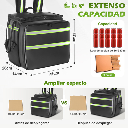 Mochila LCH Store Repartidor Moto Antirrobo mochilas Delivery De Pizza Expandible Aislada Grand Y Impermeable bolsa Termica Impermeable Multifuncional negro 60l