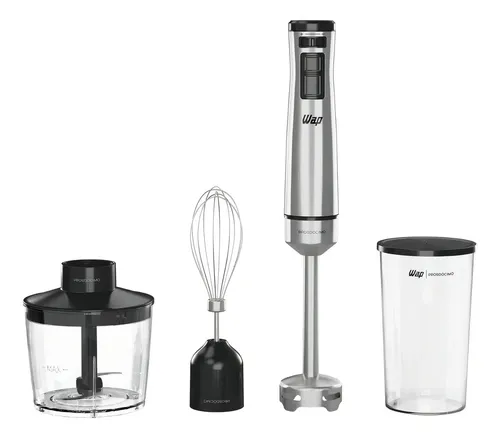 Mixer 3 Em 1 Wap Wm1 Processador Portátil Inox Com Batedor De Claras