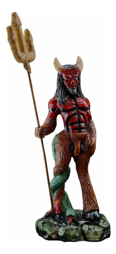 Diablo Figura Con Pata De Gallo, Cabra, Resina 28 Cm + Oraci