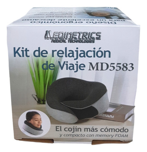 Kit De Relajación Cojín Cuello Viaje,antifaz,tapon,bolsa Color Negro