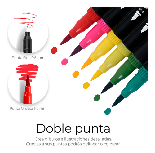100 Plumones Doble Punta Marcadores Punta Pincel 100 Color Distintos