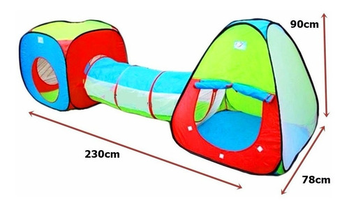 Imagem 2 de 4 de Toca Barraca Infantil Com Túnel 3x1 + Baralho Uno De Brinde