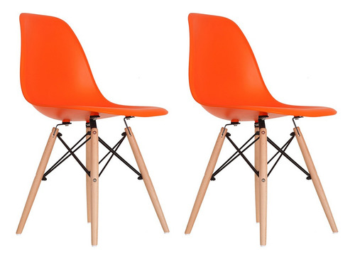 Cadeira de jantar Empório Tiffany Eames DSW Madera, estrutura de cor  laranja, 2 unidades