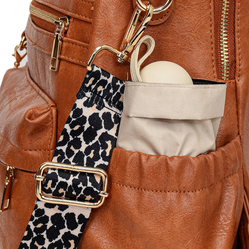 Mochila Cartera Mv Movac Urban Chic Cuero Pu Ecológico Marrón 15l Para Mujer A La Moda, Mochila Multifuncional Resisten Al Agua. Color Marrón