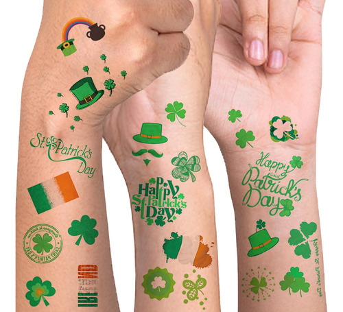 Tatuajes Del Día De San Patricio, 20 Hojas Únicas Con Pat.