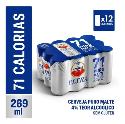 Cerveja Amstel Ultra 269ml Com 12 Unidades