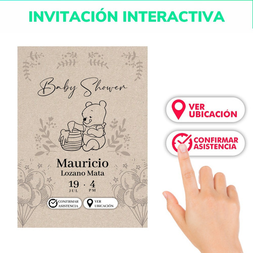 Invitacion Digital Para Bby Shower De Winnie Pooh 