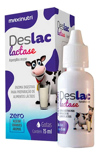 Deslac Lactase Gotas 15ml Intolerancia Lactose - Maxinutri Sabor Sem Sabor