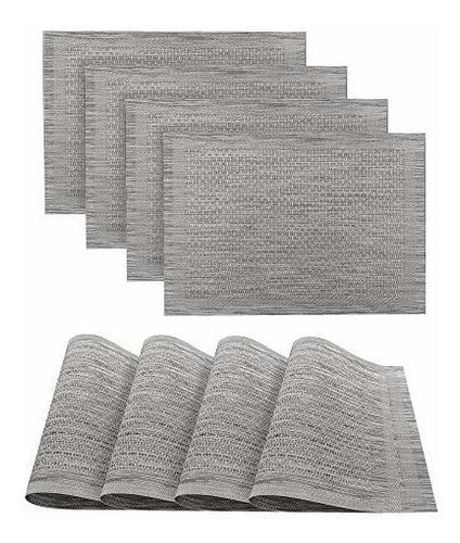 Dainty Home Geneva Textilene Placemat Set Of 4, Silver