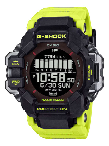 Relógio Casio G-shock New Rangeman Gpr-h1000ry-1a9dr Correia Verde-limão Bisel Preto Fundo Preto
